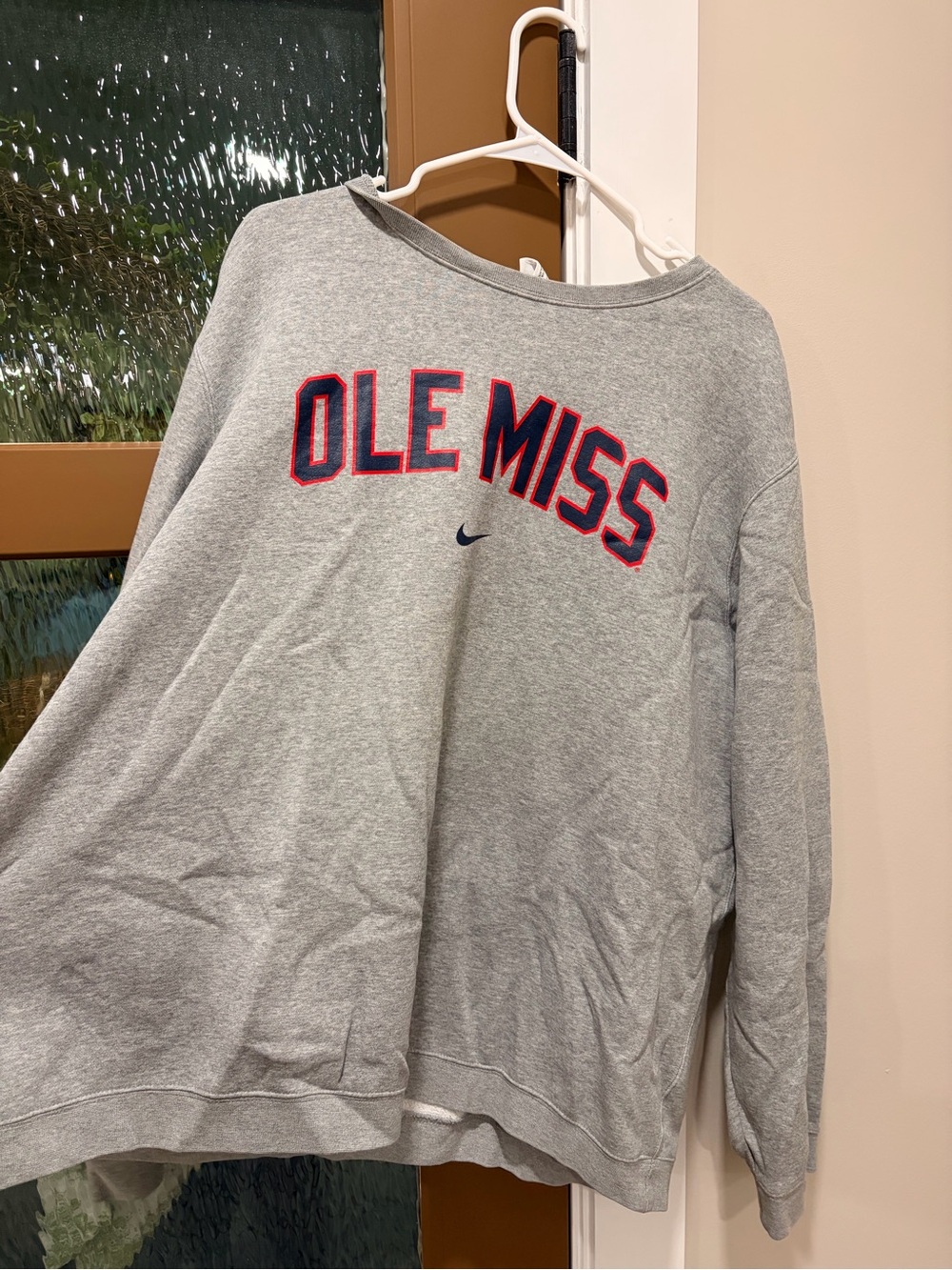 Nike Gray OLE MISS Crewneck Sweatshirt with Red & Navy Accents - Women's